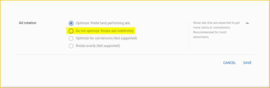 Use Ad rotation setting